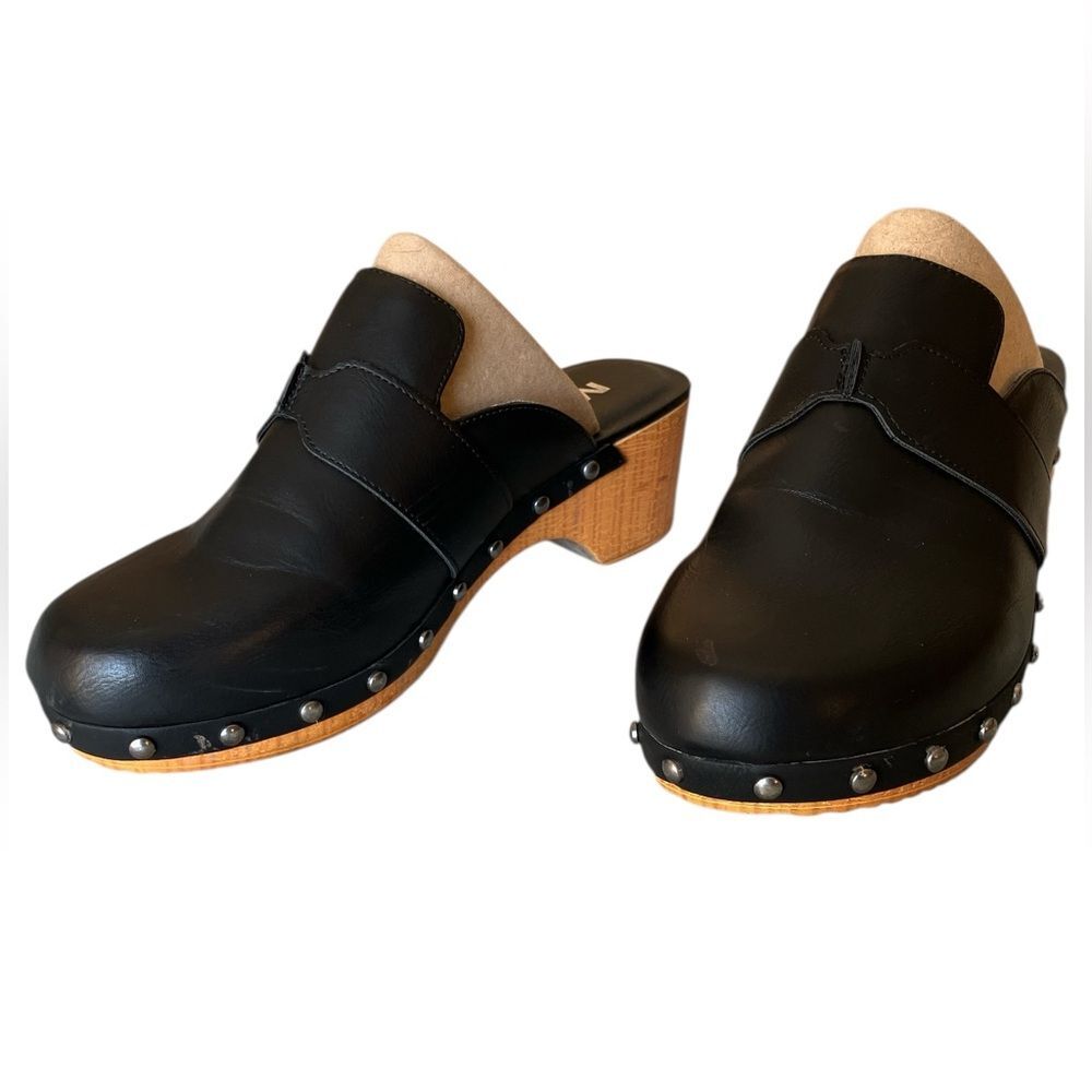 MIA Daisy Black Studded Clog Mule Size 8.5 Classic Black Studs Slip On